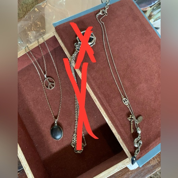 LUCKY BRAND Necklaces x2 double peace sign pendant & snake pendant necklaces - Picture 7 of 8